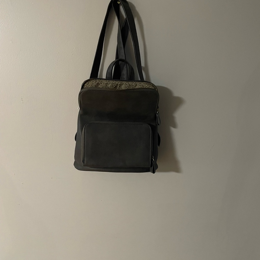 Joy, mini, backpack, gray vegan leather